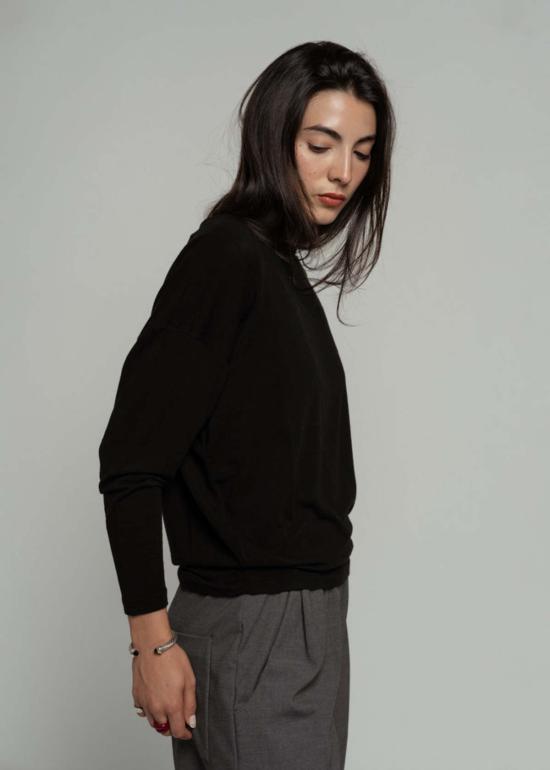  파드칼레 스웨터 Pas De Calais 캐시미어 저지 보트넥 탑 블랙 - PAS DE CALAIS