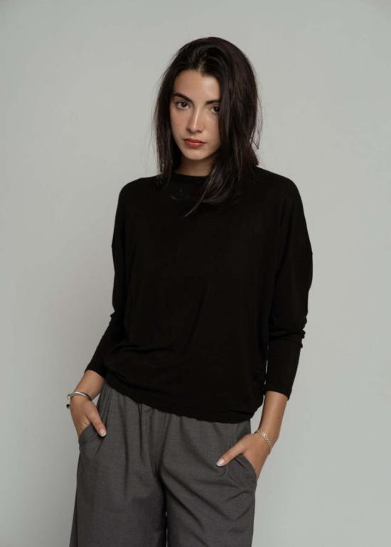  파드칼레 스웨터 Pas De Calais 캐시미어 저지 보트넥 탑 블랙 - PAS DE CALAIS