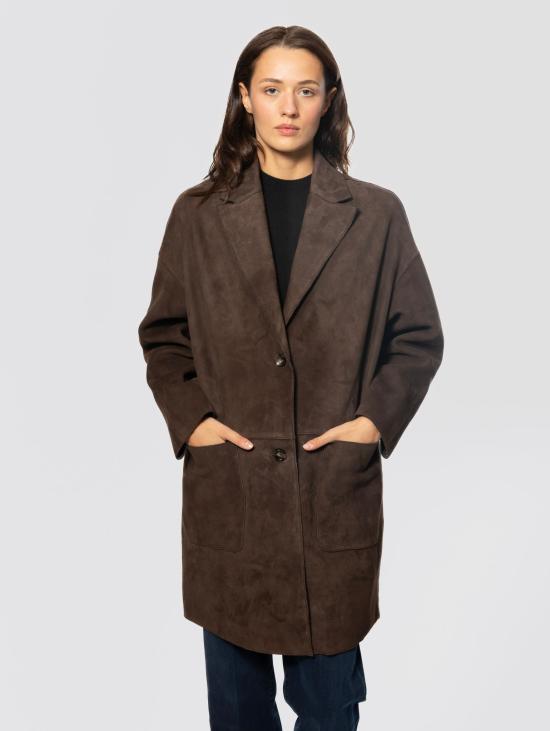 26FW 더 재키 레더스 자켓 Pelle Bonded Suede Marrone 소재 카포토 - THE JACKIE LEATHERS