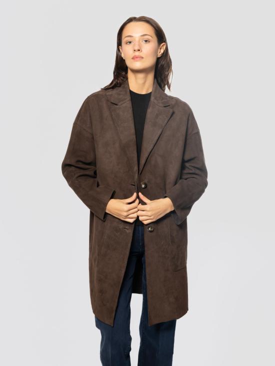 26FW 더 재키 레더스 자켓 Pelle Bonded Suede Marrone 소재 카포토