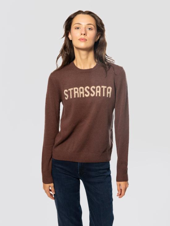 26FW 세인트바쓰 스웨터 Maglione Girocollo Strassata con Strass Marrone