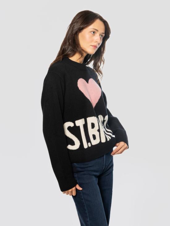 26FW 세인트바쓰 스웨터 Maglione Oversize con Cuore e Sritta St. Barth Nero - MC2 SAINT BARTH