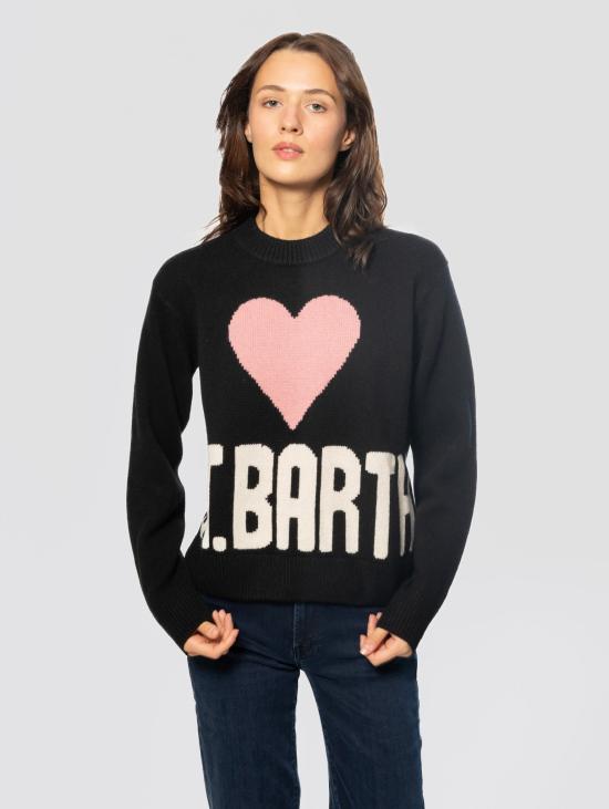 26FW 세인트바쓰 스웨터 Maglione Oversize con Cuore e Sritta St. Barth Nero