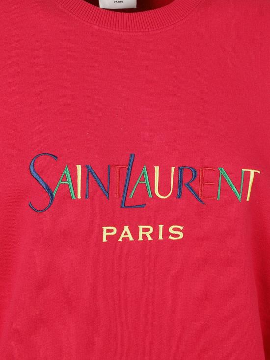 26FW 생로랑 파리 로고 자수 플리스 스웨트셔츠 873600Y36ZO6452 Red - SAINT LAURENT