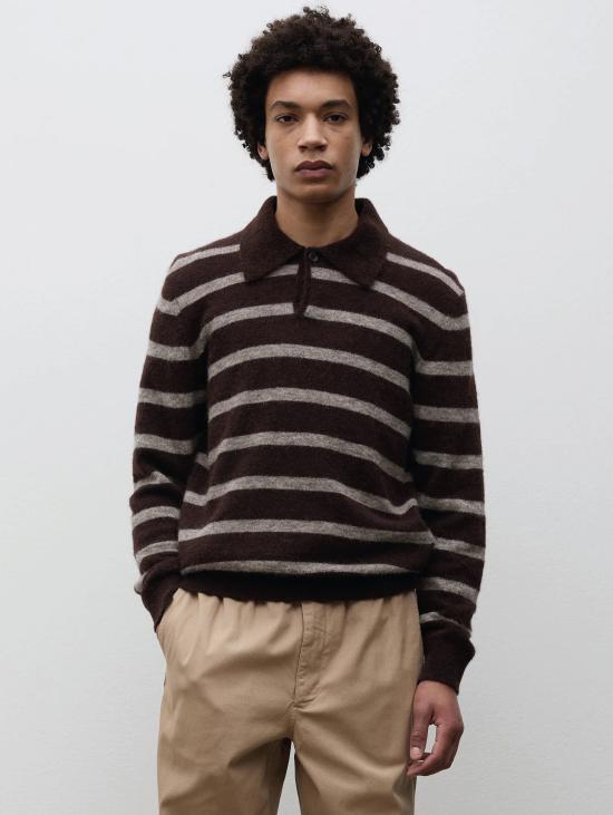 26FW 노스프로젝트 스웨터 Misto Alpaca Righe Marrone 소재의 폴로 구드메