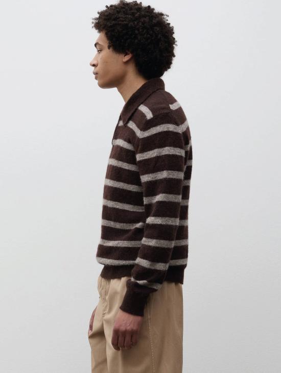 26FW 노스프로젝트 스웨터 Misto Alpaca Righe Marrone 소재의 폴로 구드메 - NORSE PROJECTS