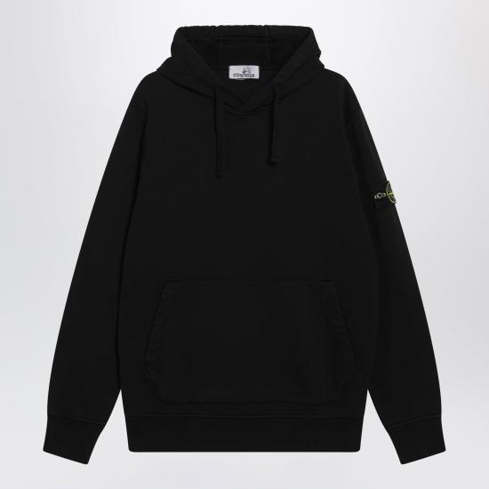 26FW 스톤 아일랜드 오가닉 코튼 플리스 레귤러 핏 후드 스웨트셔츠 S156100062S0051 Black