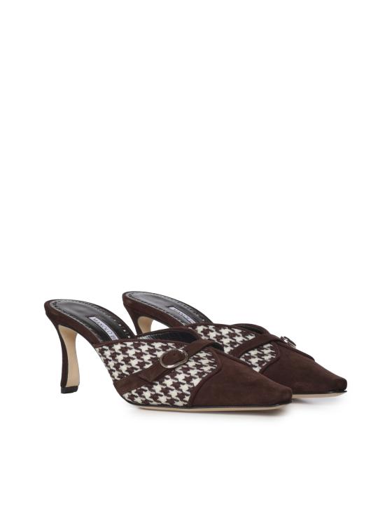 26FW 마놀로 블라닉 뮬/슬리퍼 3263188 2011 DARK BROWN IVORY - MANOLO BLAHNIK