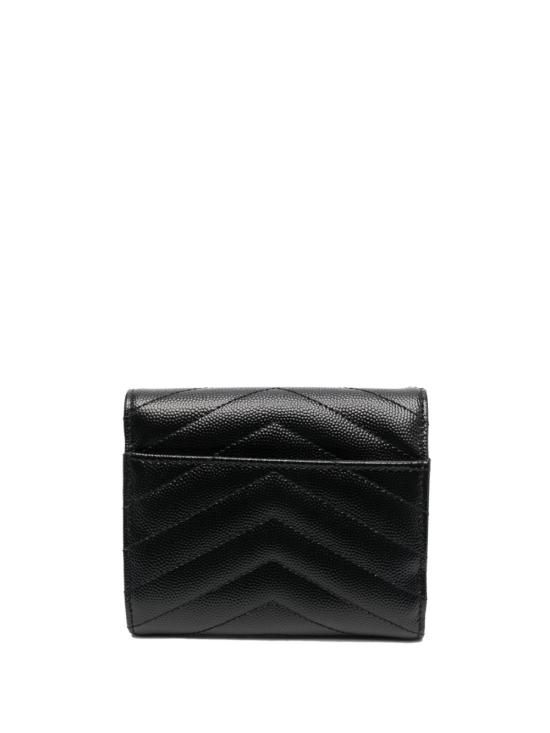 26FW 생로랑 텍스처드 퀼티드 레더 컴팩트 3단 모노그램 지갑 403943 BOW011000 NERO - SAINT LAURENT