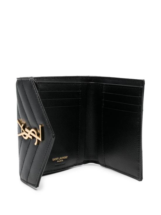 26FW 생로랑 텍스처드 퀼티드 레더 컴팩트 3단 모노그램 지갑 403943 BOW011000 NERO - SAINT LAURENT