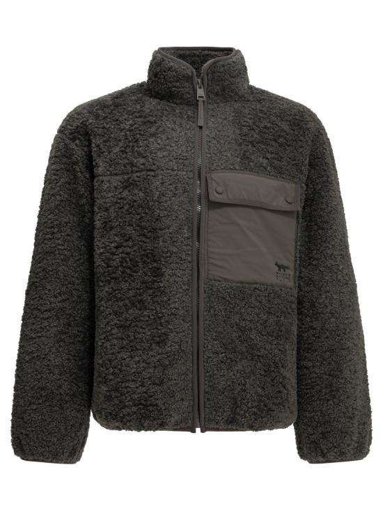 26FW 메종키츠네 자켓 로고가 있는 플리스 재킷 (재킷 및 코트, 회색)