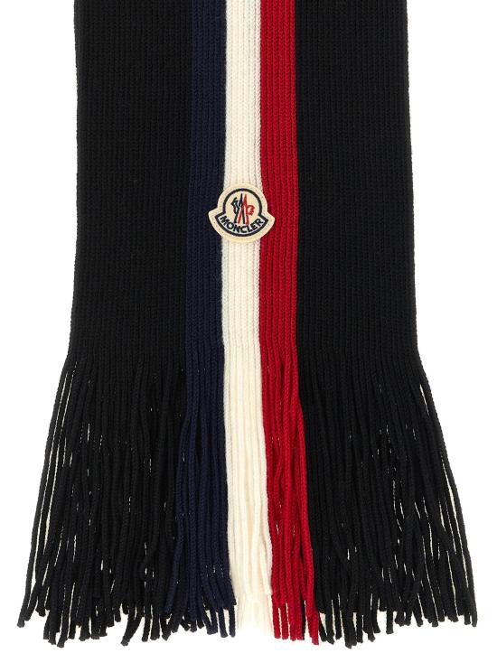 26FW 몽클레어 머플러/스카프 삼색 울 스카프, 스카프 및 풀라드 블랙 - MONCLER