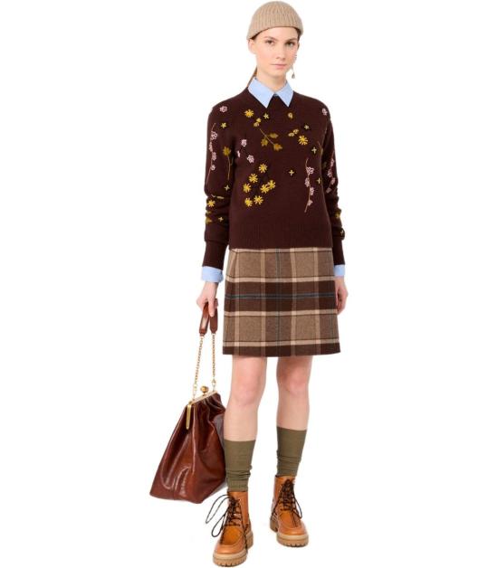 26FW 위켄드막스마라 숏 스커트 2625106012600 001 36 Brown - WEEKEND MAX MARA