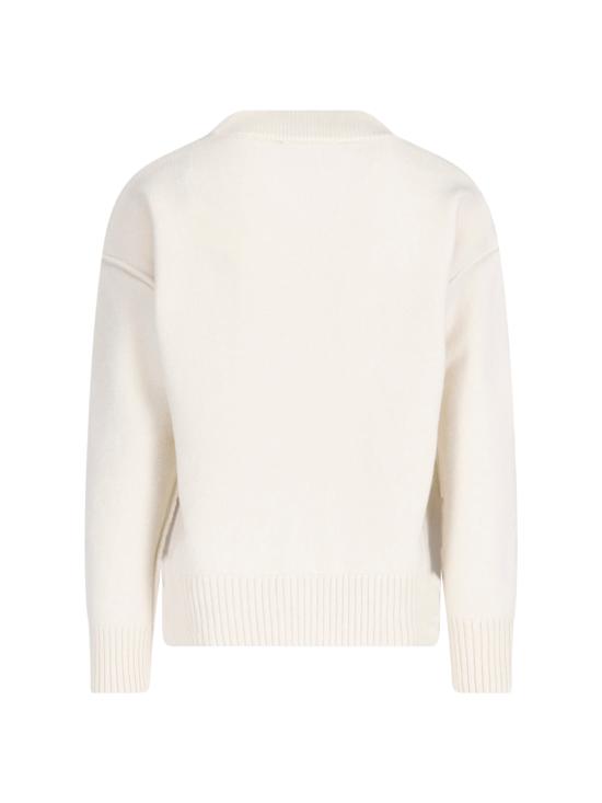 26FW 아미 하트 로고 인타르시아 V넥 가디건 UKC367 018 151 CREAM - AMI