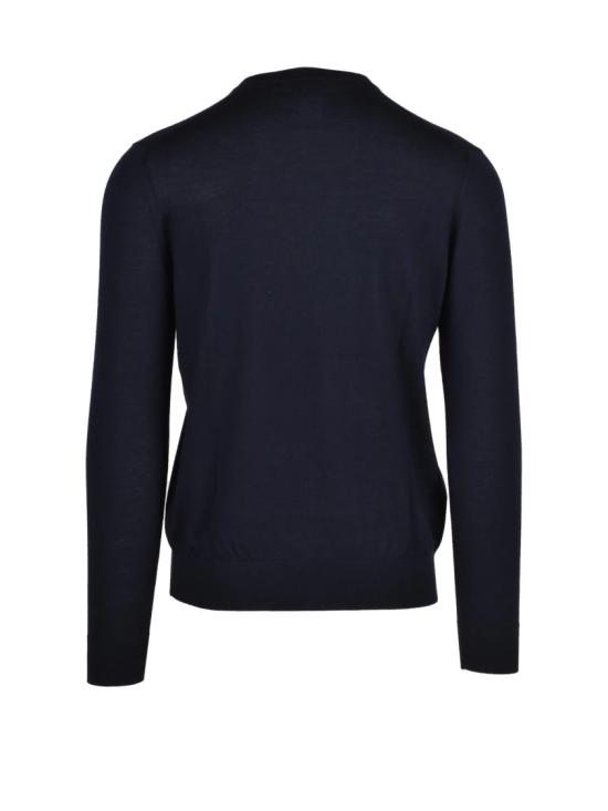 25FW Blu Homme 니트웨어 네이비 블루 엑스트라파인 메리노 울 브이넥 풀오버 - OTHER BRANDS