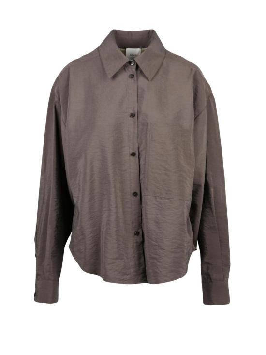 25FW 알리지 탑 브라운 실크 혼방 클래식 칼라 셔츠