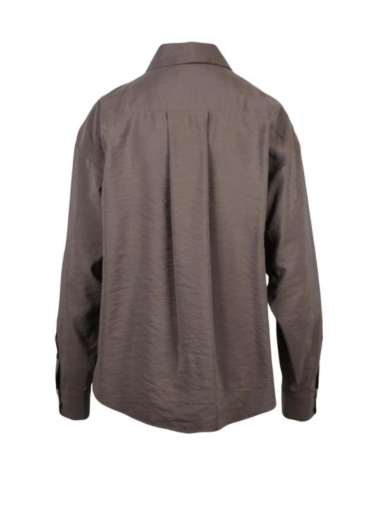 25FW 알리지 탑 브라운 실크 혼방 클래식 칼라 셔츠 - ALYSI