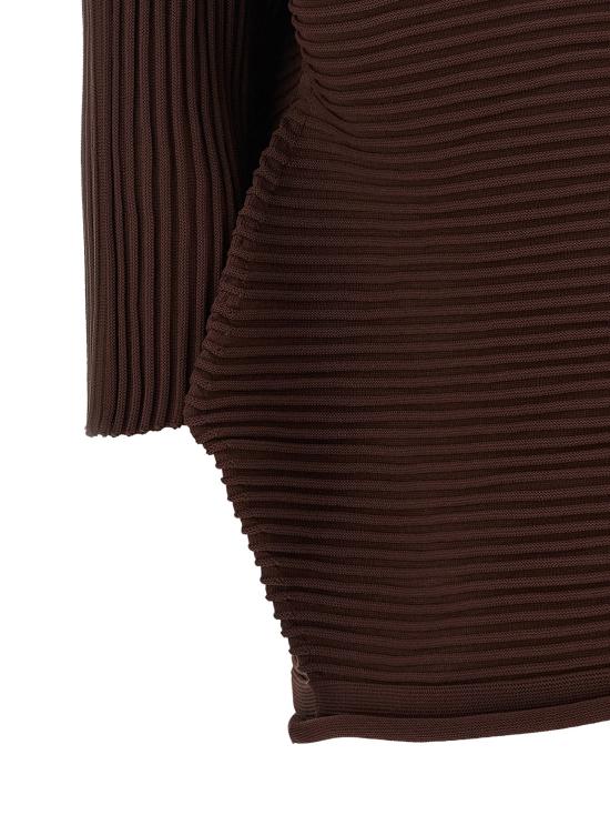 26FW 플리츠플리즈 블라우스/셔츠 지그재그 니트 셔츠와 블라우스 (갈색) - PLEATS PLEASE