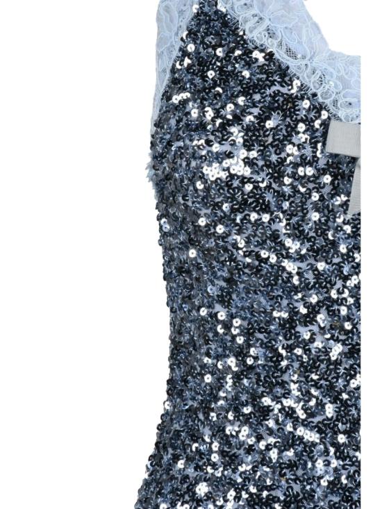 25FW 엘리자베타프랜치 원피스 실버/라이트 블루 스팽글 지퍼 롱 드레스 - ELISABETTA FRANCHI