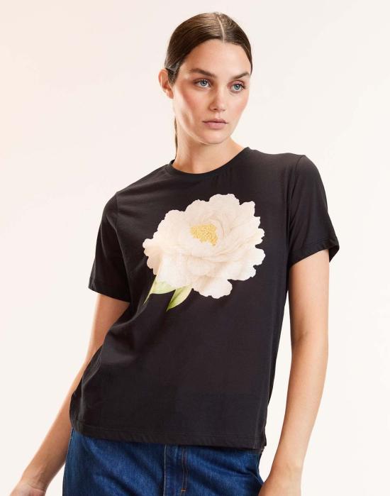  신시아 로리 반팔 티셔츠 신시아 로울리 피오니 에브리데이 티 화이트 플로럴 - CYNTHIA ROWLEY