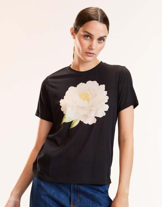  신시아 로리 반팔 티셔츠 신시아 로울리 피오니 에브리데이 티 화이트 플로럴 - CYNTHIA ROWLEY