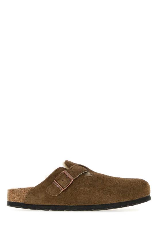26FW 버켄스탁 보스턴 시어링 스웨이드 뮬 1032432 DARKTEA Camel