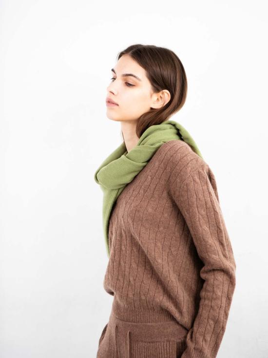  퓨어 캐시미어 엔와이씨 스웨터 퓨어캐시미어 NYC 캐시미어 케이블 브이넥  모카 - PURECASHMERE NYC