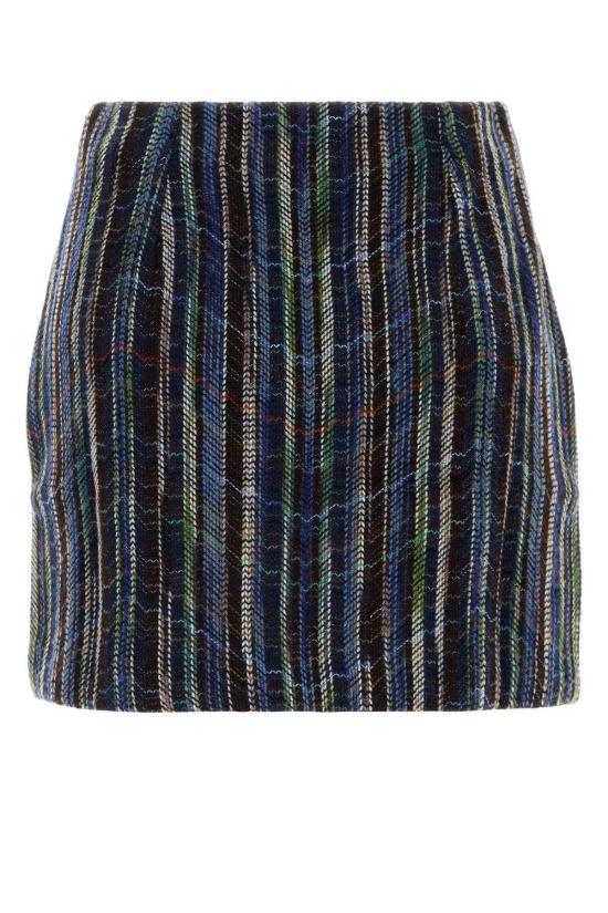  미소니 숏 스커트 미쏘니 자수 울 블렌드 미니 스커트 멀티 블루 - MISSONI