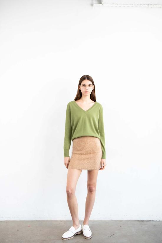  퓨어 캐시미어 엔와이씨 스웨터 퓨어캐시미어 NYC 캐시미어 클래식 V넥  모스 그린 - PURECASHMERE NYC