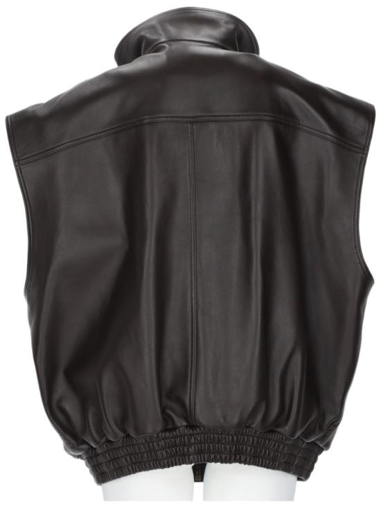 26FW 발렌시아가 슬리브리스 레더 블루종 A002FV TUS302505 Black - BALENCIAGA