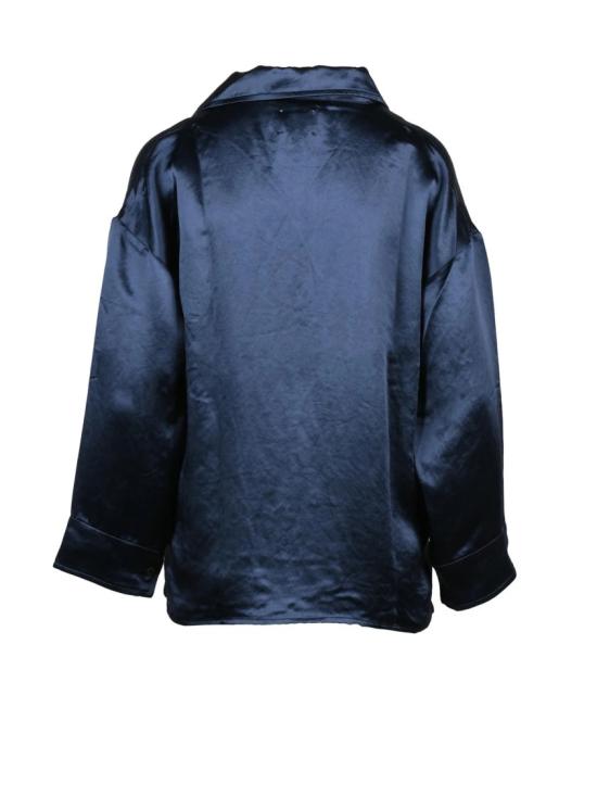 25FW 벨로즈 탑 블루 아세테이트 소재 앞단추 새틴 셔츠 - BELLEROSE