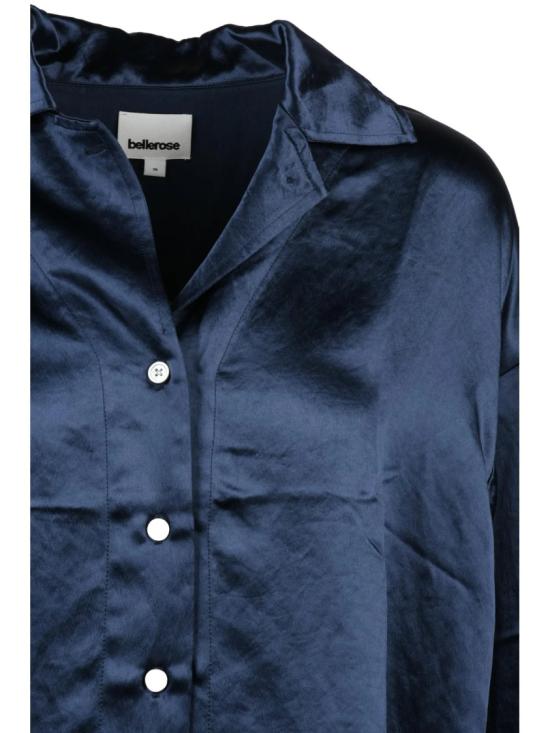 25FW 벨로즈 탑 블루 아세테이트 소재 앞단추 새틴 셔츠 - BELLEROSE