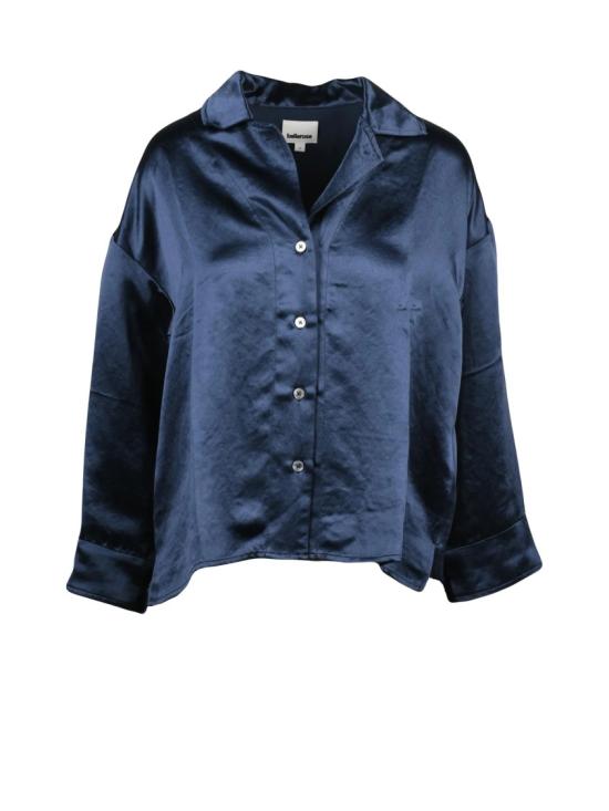 25FW 벨로즈 탑 블루 아세테이트 소재 앞단추 새틴 셔츠