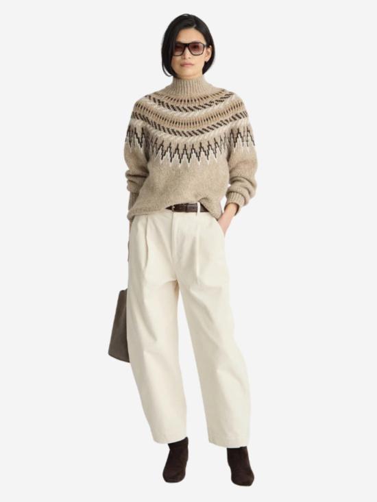  어피스 어파트 스웨터 Apiece Apart Fair Isle Mock Neck Sweater Otmeal - APIECE APART