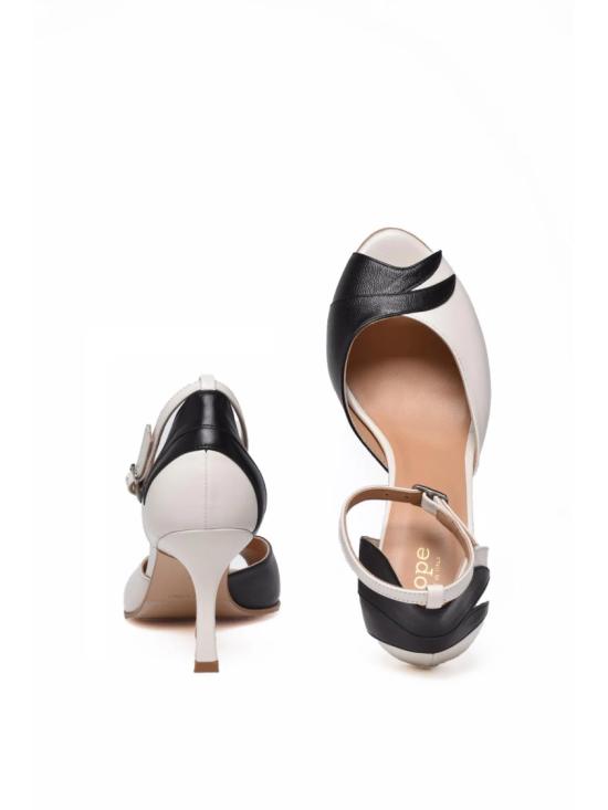  Hope Collection 샌들 화이트 블랙 불꽃 디테일 가죽 힐 - OTHER BRANDS