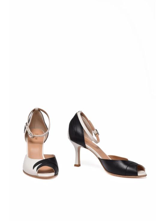  Hope Collection 샌들 화이트 블랙 불꽃 디테일 가죽 힐 - OTHER BRANDS