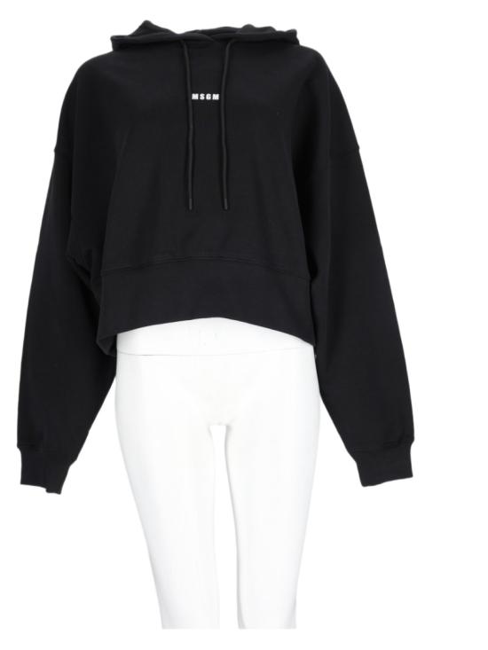 26FW 엠에스지엠 마이크로 로고 크롭 후드 티셔츠 2000MDM509 30000099 Black