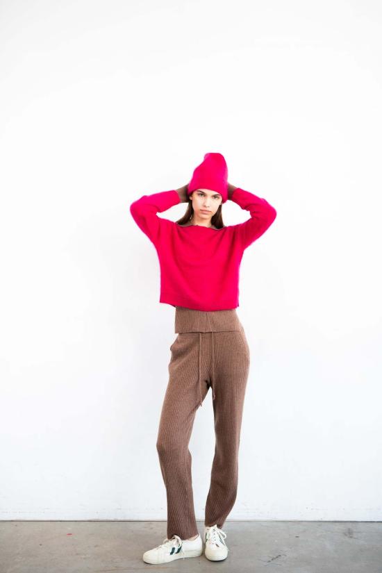  퓨어 캐시미어 엔와이씨 모자 퓨어캐시미어 NYC 캐시미어 브러시드 비니 핫핑크 - PURECASHMERE NYC