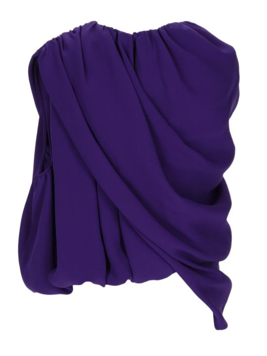 26FW 발렌시아가 여성 실크 캐디 케이프 탑 A002BX TUN145210 Purple - BALENCIAGA