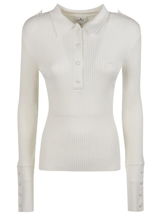 26FW 쿠레쥬 니트웨어 326MPO072FI0001 White - COURREGES