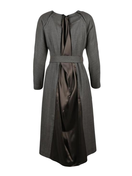 25FW MM6 메종마르지엘라 원피스 브라운 울 패치워크 미디 드레스 - MM6 MAISON MARGIELA