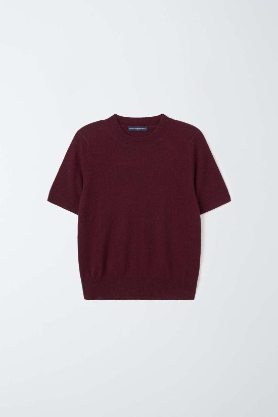  퓨어 캐시미어 엔와이씨 스웨터 퓨어캐시미어 NYC 캐시미어 반팔 크루넥  버건디 - PURECASHMERE NYC