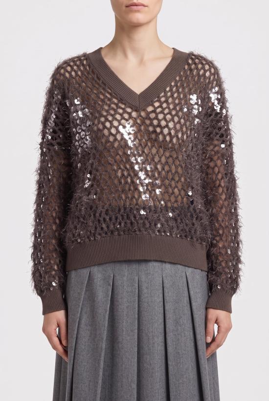  브루넬로 쿠치넬리 스웨터 i262375 CHOCOLATE