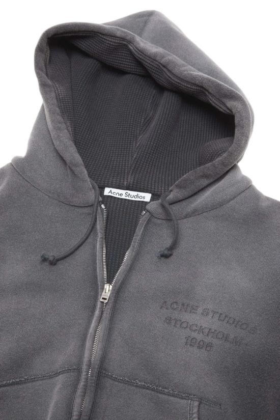 26FW 아크네 스튜디오 후드 티셔츠 스프레이드 지퍼 후디드 블랙 - ACNE STUDIOS