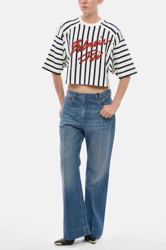  발망 반팔 티셔츠 EF1EE080BC95 GOU Blue - BALMAIN