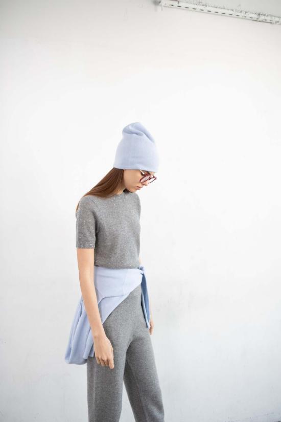  퓨어 캐시미어 엔와이씨 모자 퓨어캐시미어 NYC 캐시미어 비니 베이비 블루 - PURECASHMERE NYC