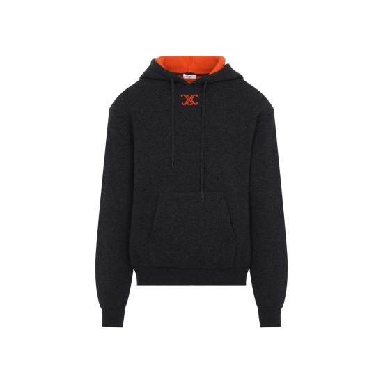 26FW 셀린느 캐시미어 후드 스웨터 RY0QZ0X73 GMO1 DARK GREY ORANGE