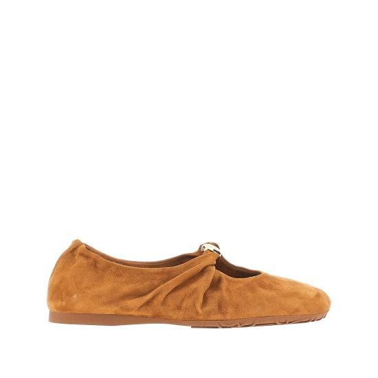 26FW 로에베 페블 소프트 발레리나 스웨이드 슈즈 LLPF466X04 Brown