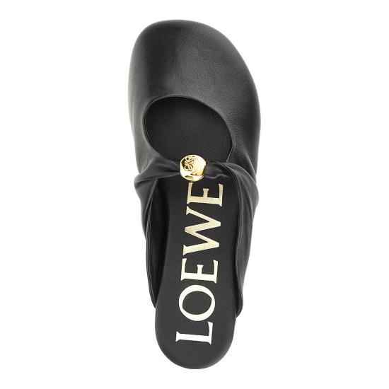 26FW 로에베 페블 소프트 나파 램스킨 뮬 L616465X86 Black - LOEWE