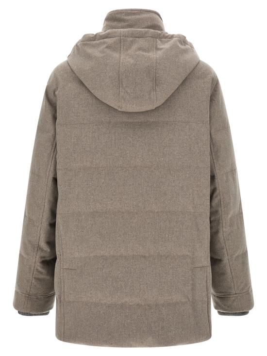 26FW 브루넬로 쿠치넬리 본디드 울 플란넬 탈부착 후드 다운 자켓 MM4701823CWB01 Beige - BRUNELLO CUCINELLI